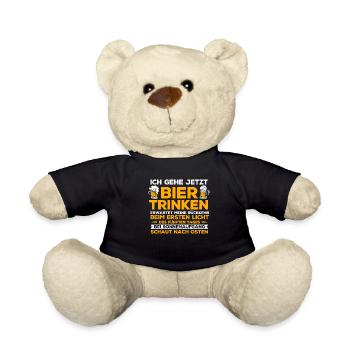 Bier Trinken, Party Bier Saufen - Teddy - Schwarz - Vorne
