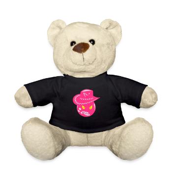 Bowling hat cowboy face cartoon - Teddy Bear - black - Front