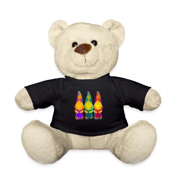 Gartenzwerg Trio - neon style / pop art - Teddy - Schwarz - Vorne