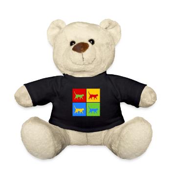 Cat Cats Pop Art, gift for cat lovers - Teddy Bear - black - Front