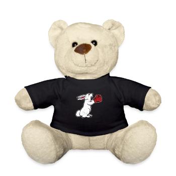 Boxender Hase Vintage Boxhandschuhe Geschenk Boxen - Teddy - Schwarz - Vorne