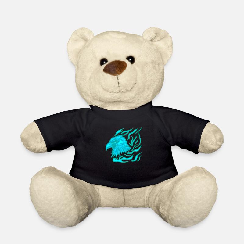 burning blue phoenix with flames - Teddy Bear - black