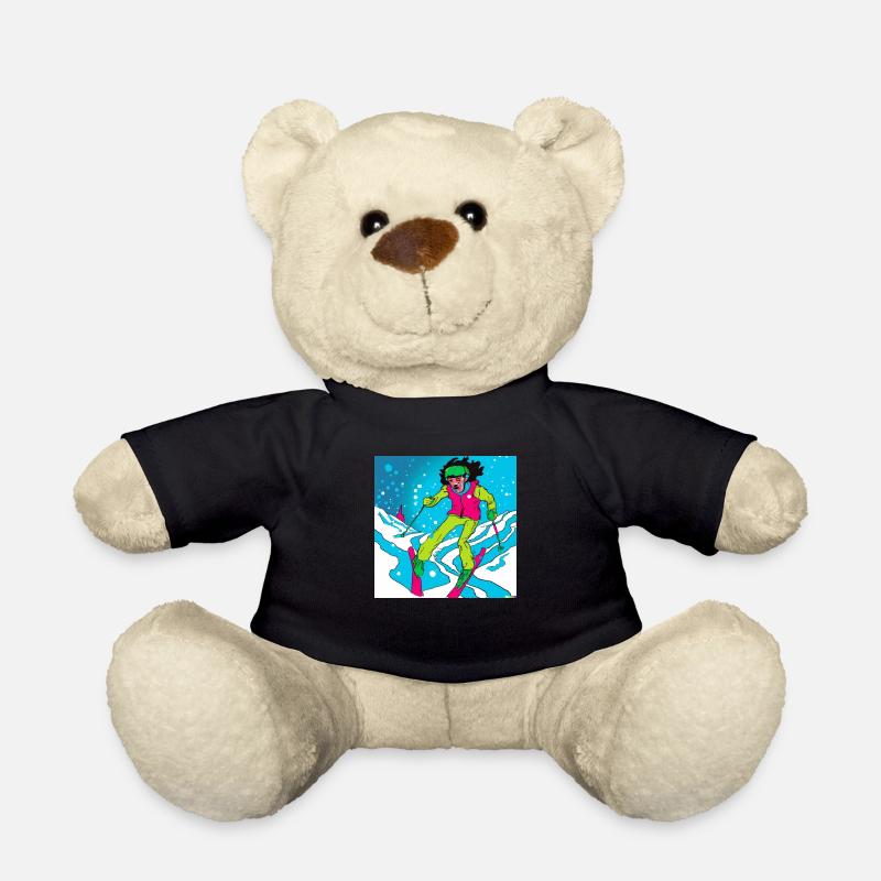 Retro Skier auf der Talabfahrt - Teddy - Schwarz