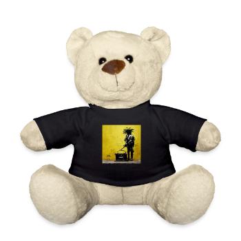 Banksy style jamaican rasta - Teddy Bear - black - Front