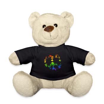 Peace Drawing Freedom Rainbow Colors 4 - Teddy Bear - black - Front