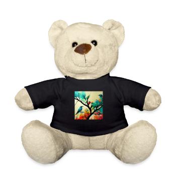 Birds Sitting on tree - Teddy Bear - black - Front