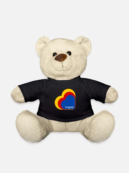 Retro vegan heart - Teddy Bear - black