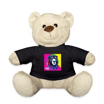 The yellow pink bear - Animal Portrait Pop Art Style - Teddy Bear - black - Front