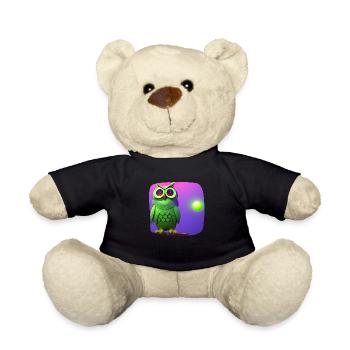 Lustige grüne Eule mit großen Augen - Teddy - Schwarz - Vorne
