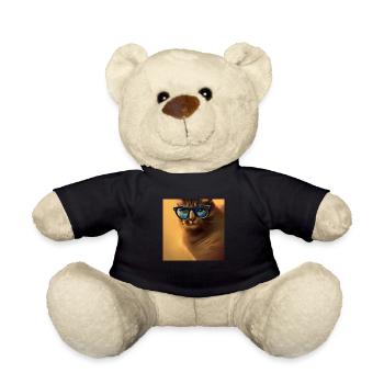 Cat with glasses - Teddy Bear - black - Front