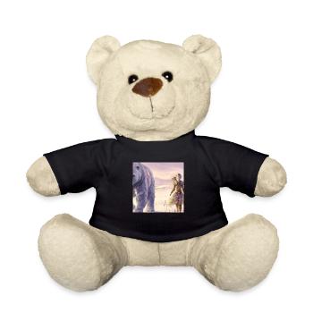 Mädchen in einer verschneiten Gegend neben einem Eisbären - Teddy - Schwarz - Vorne