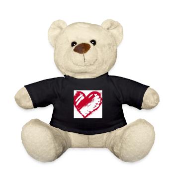 Riesiges Herz rot weiß - Teddy - Schwarz - Vorne