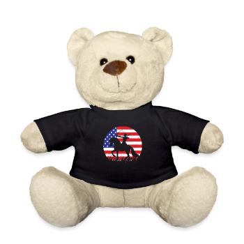 American archer rider with bow in front of flag - Teddy Bear - black - Front
