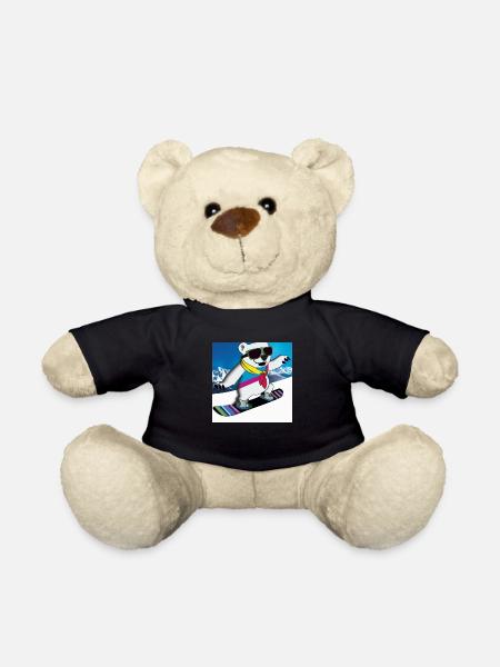 Cool Polar Bear Rides Snowboard Gift - Teddy Bear - black