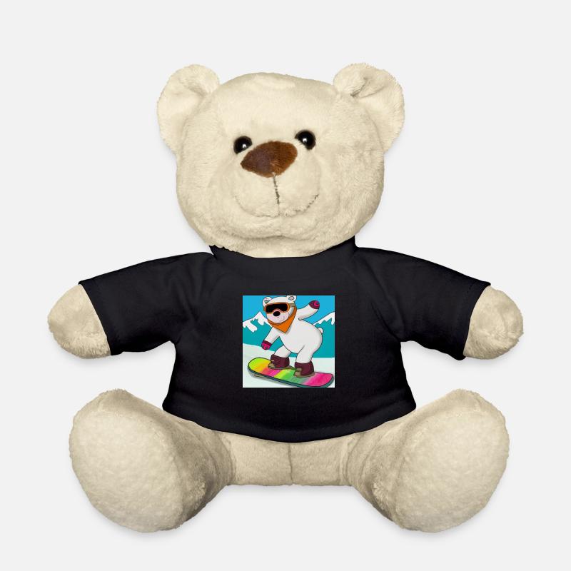 Cool Polar Bear Rides Snowboard V2 Gift - Teddy Bear - black