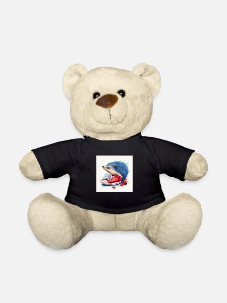 Hérisson bleu et chaussures rouge - Nounours - noir
