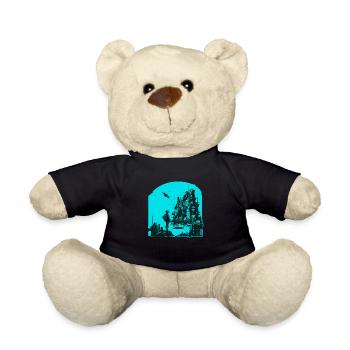8 bit design in the style of retro video games - Teddy Bear - black - Front
