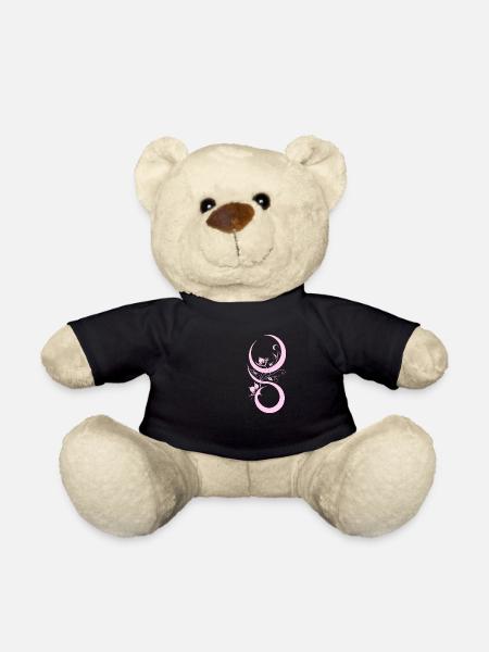 Rosa Blumen- und Schleifenmuster - Teddy - Schwarz