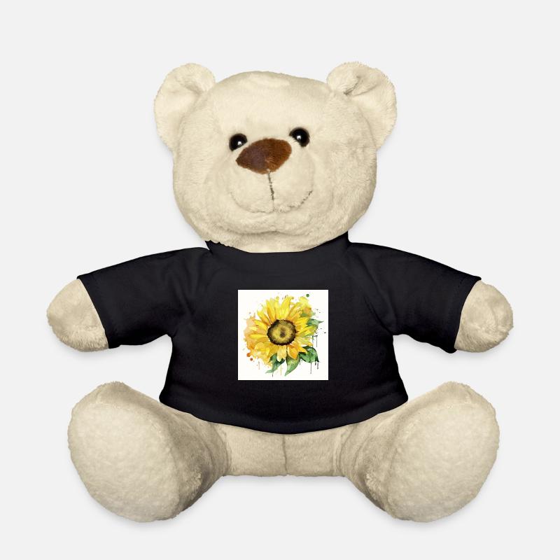 Handgezeichnete Aquarell Sonnenblume - Teddy - Schwarz