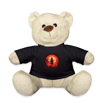 Japanischer Krieger Samurai vor roter Sonne Japan - Teddy - Schwarz - Vorne