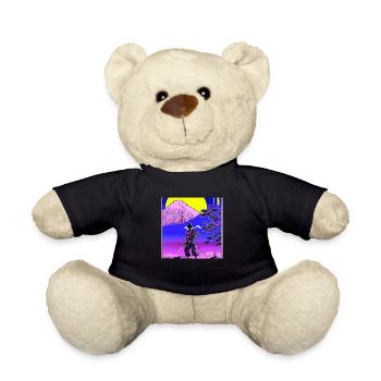 Samurai Mount Fuji Anime Retro Japan - Teddy Bear - black - Front