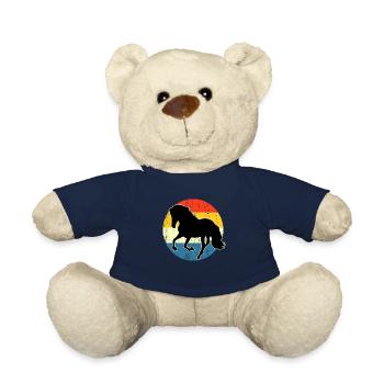 Vintage Retro Pferd Sonnenuntergang für Pferdeliebhaber - Teddy - French Navy - Vorne