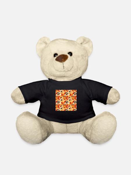 Abstract Seamless Pattern Shapes Lines Modern Art - Teddy Bear - black