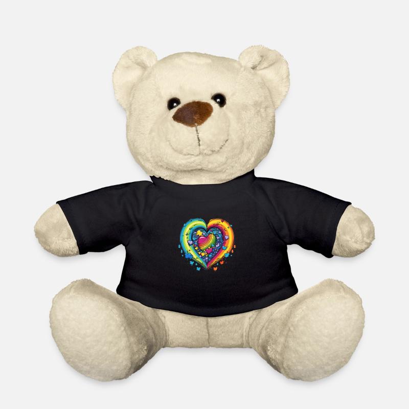 LGBTQAI+ Community Support Rainbow Hearts - Teddy Bear - black
