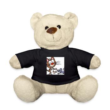 cat and mouse - Teddy Bear - black - Front