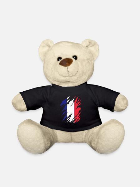 Drapeau de la France Look en détresse Drapeau français - Nounours - noir