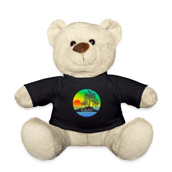 RELAX mit Sonnenuntergang und Palmen Urlaubsmotiv - Teddy - Schwarz - Vorne
