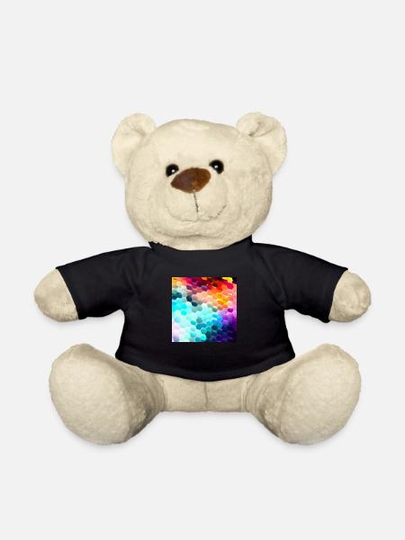 Bunter Hexagon-Rausch - Teddy - Schwarz