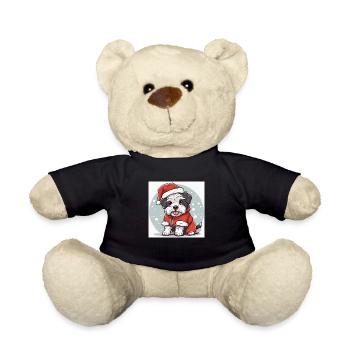 Santa Dog, Hund Weihnachtsmann - Teddy - Schwarz - Vorne