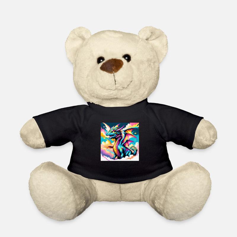 Drache mit Regenbogen - Teddy - Schwarz