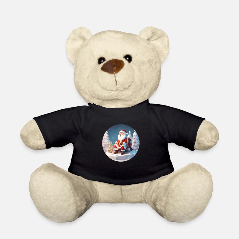 Weihnachtsmann Low Poly Weihnachten - Teddy - Schwarz
