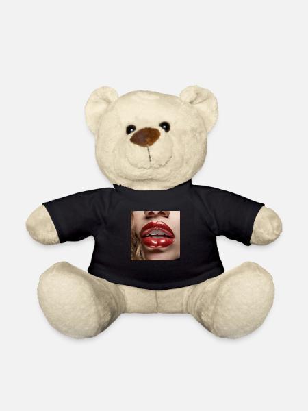 belles lèvres féminines rouge à lèvres noir dessin comique - Nounours - noir