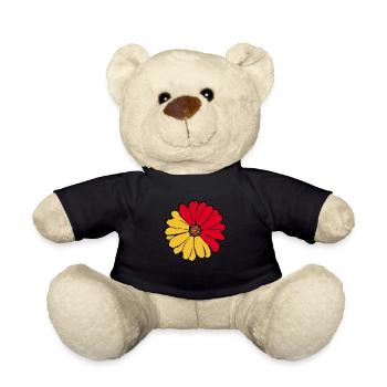 70s Flower Pattern - Teddy Bear - black - Front