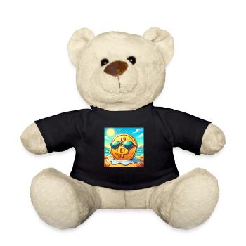 Ein cooler Bitcoin chillt am Strand. - Teddy - Schwarz - Vorne