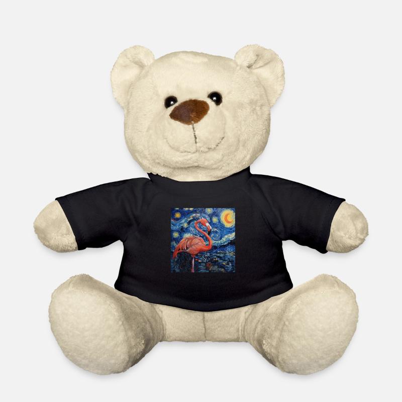 flamingo, van gogh, sternennacht, geschenk, gesche - Teddy - Schwarz