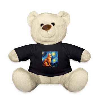 Cat, Cat Motif - Teddy Bear - black - Front