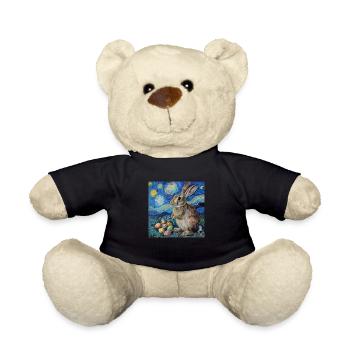 easter bunny, easter, bunny, happy easter, easter eggs, - Teddy Bear - black - Front
