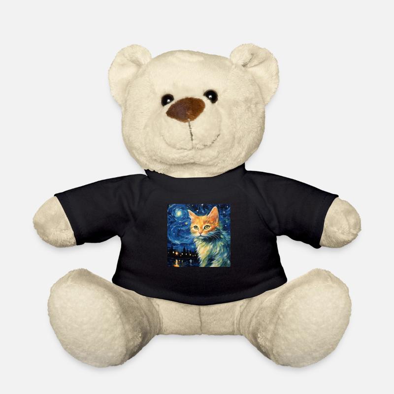 Cat, Cat Motif - Teddy Bear - black