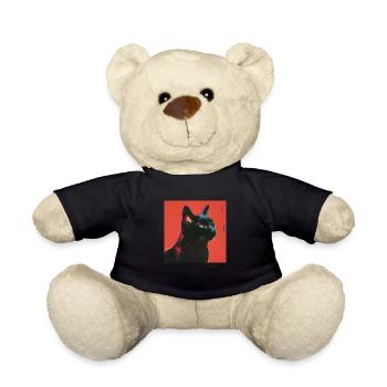 Katze, katzenmotiv, bunt, geschenk - Teddy - Schwarz - Vorne