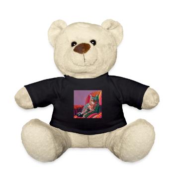 Katze, katzenmotiv, popart, geschenk, geschenkidee - Teddy - Schwarz - Vorne