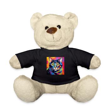 Cat, cat motif, pop art, gift, gift idea - Teddy Bear - black - Front
