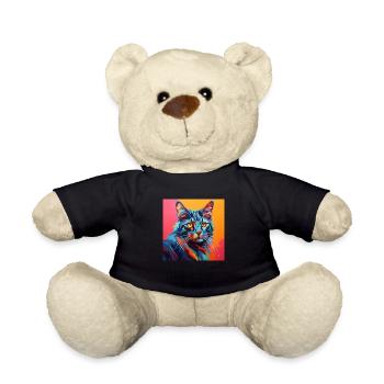 Katze, katzenmotiv, popart, geschenk, geschenkidee - Teddy - Schwarz - Vorne