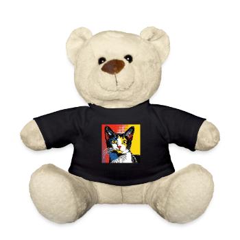 Katze, katzenmotiv, comic, geschenk, geschenkideen - Teddy - Schwarz - Vorne