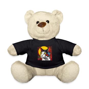 Cat, Cat Motif - Teddy Bear - black - Front