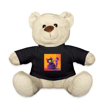 Cat, Cat Motif - Teddy Bear - black - Front