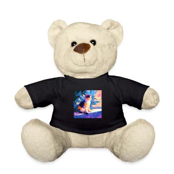 Cat, Cat Motif - Teddy Bear - black - Front
